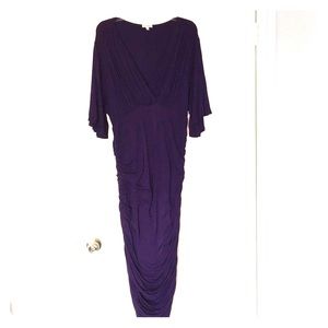 Kiyonna Purple Rouched Dress with Bell Sleeves, 1X